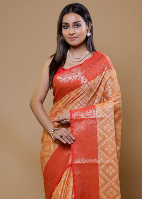 Orange Kota Cotton Saree With Blouse Piece