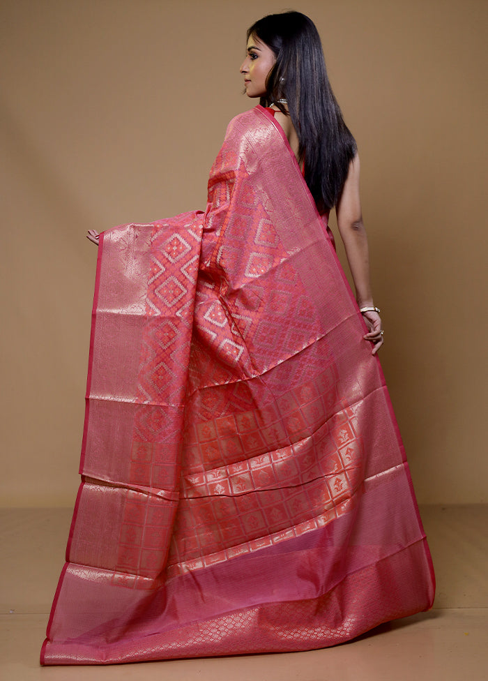 Pink Kota Cotton Saree With Blouse Piece