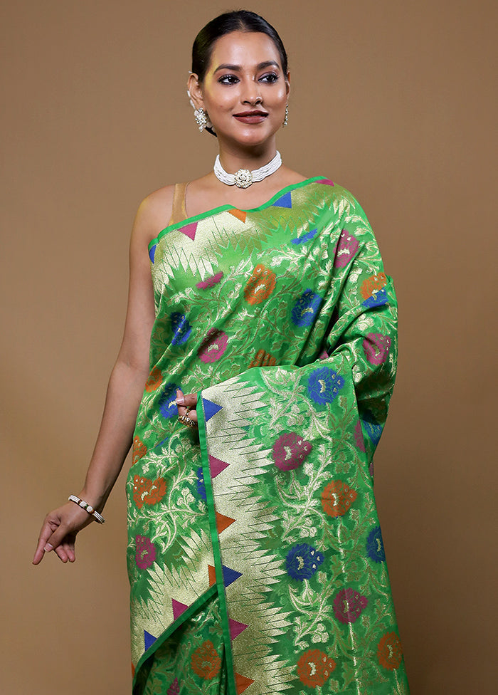 Green Organza Saree With Blouse Piece