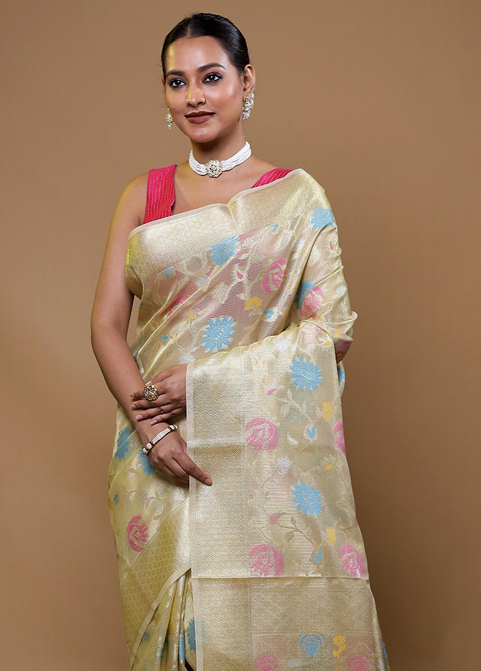 Yellow Organza Saree With Blouse Piece