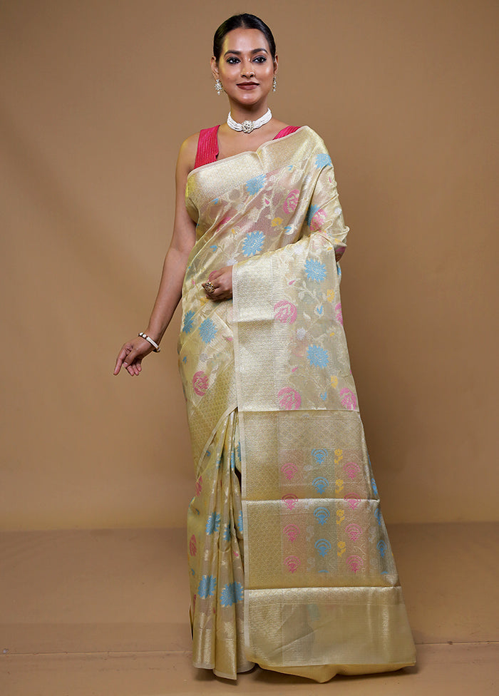 Yellow Organza Saree With Blouse Piece