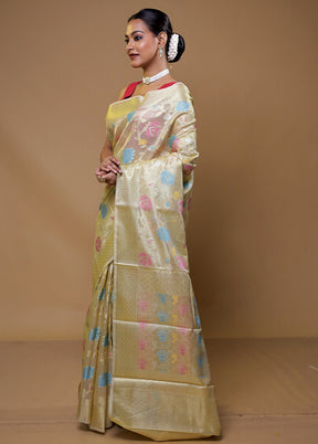 Yellow Organza Saree With Blouse Piece