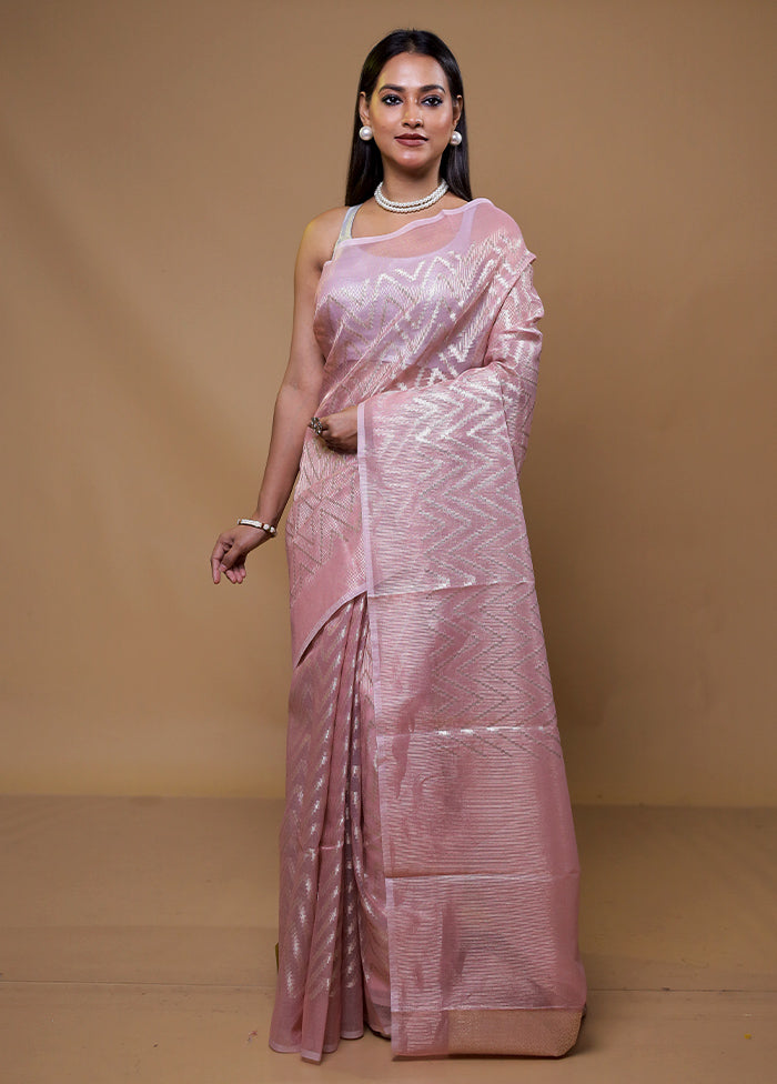 Pink Organza Saree With Blouse Piece