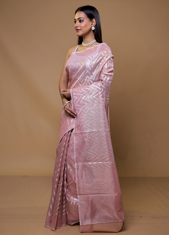 Pink Organza Saree With Blouse Piece