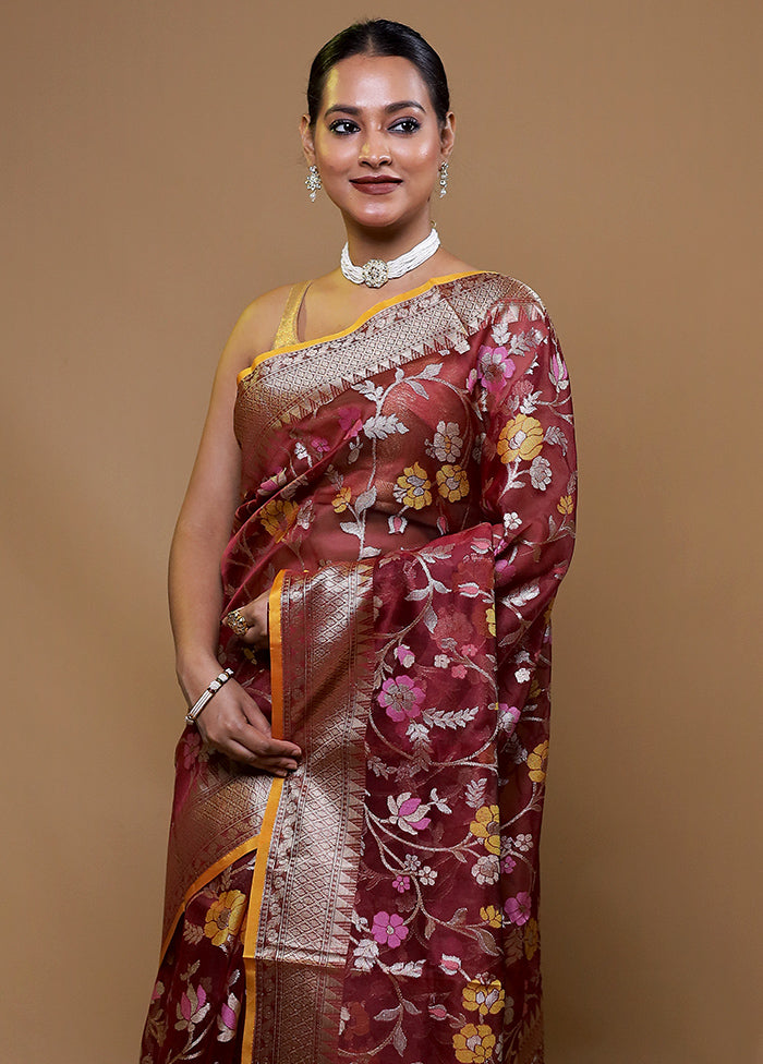 Pink Tissue Silk Saree With Blouse Piece