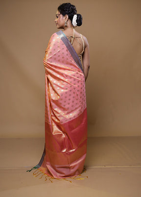 Pink Cotton Saree With Blouse Piece