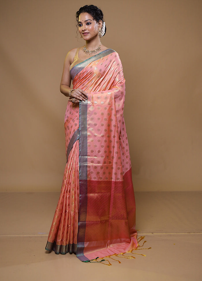 Pink Cotton Saree With Blouse Piece