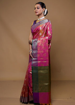 Pink Cotton Saree With Blouse Piece