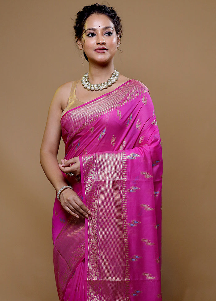 Pink Dupion Silk Saree With Blouse Piece