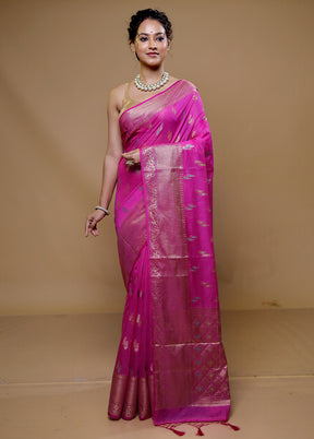 Pink Dupion Silk Saree With Blouse Piece