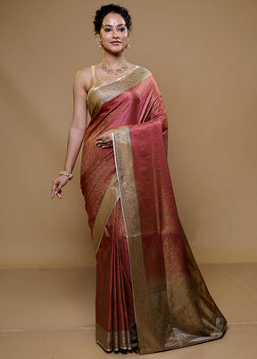 Rust Jamewar Silk Saree With Blouse Piece