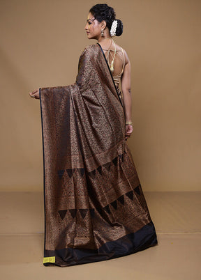 Brown Jamewar Silk Saree With Blouse Piece