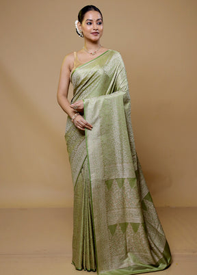 Green Jamewar Silk Saree With Blouse Piece