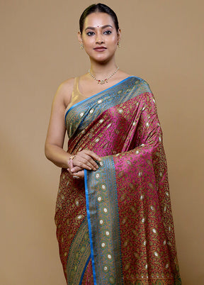 Pink Tanchoi Silk Saree With Blouse Piece