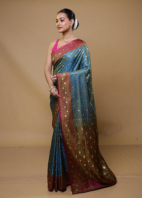 Blue Tanchoi Silk Saree With Blouse Piece