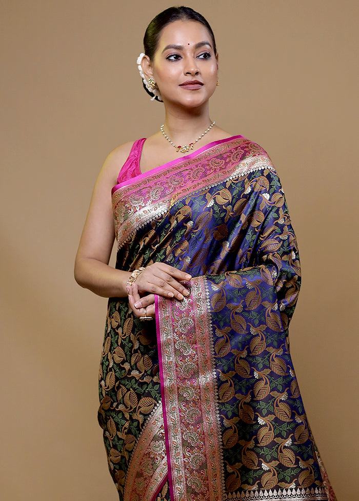 Blue Tanchoi Silk Saree With Blouse Piece