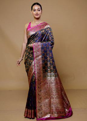 Blue Tanchoi Silk Saree With Blouse Piece