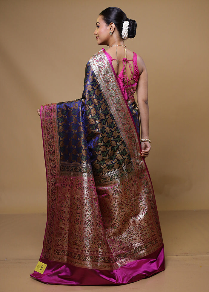 Blue Tanchoi Silk Saree With Blouse Piece