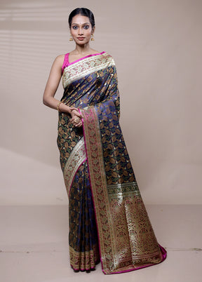 Blue Tanchoi Silk Saree With Blouse Piece