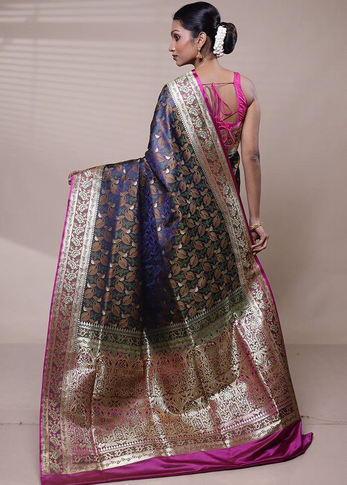 Blue Tanchoi Silk Saree With Blouse Piece