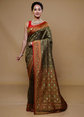 Green Tanchoi Silk Saree With Blouse Piece