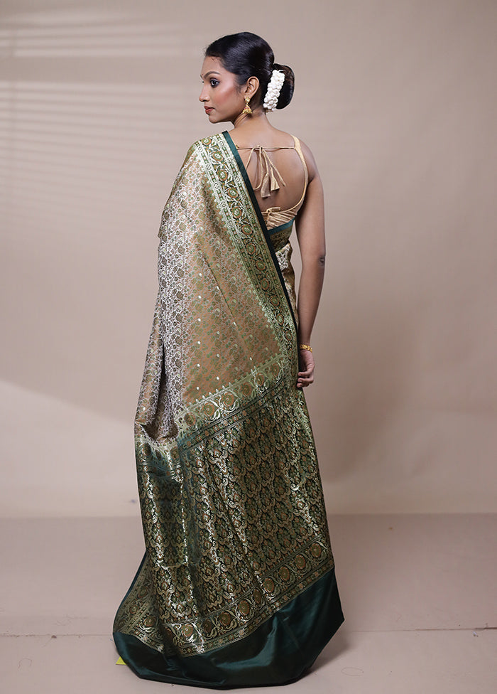 Green Tanchoi Silk Saree With Blouse Piece