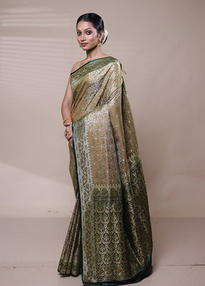 Green Tanchoi Silk Saree With Blouse Piece