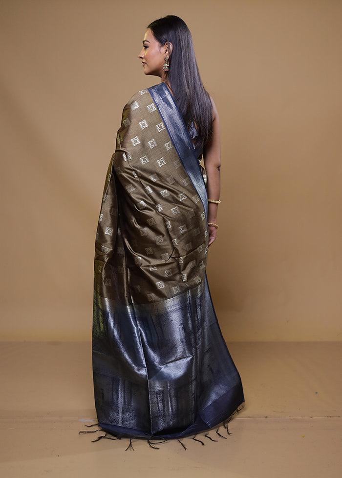 Brown Tussar Silk Saree With Blouse Piece