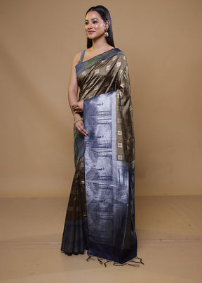 Brown Tussar Silk Saree With Blouse Piece