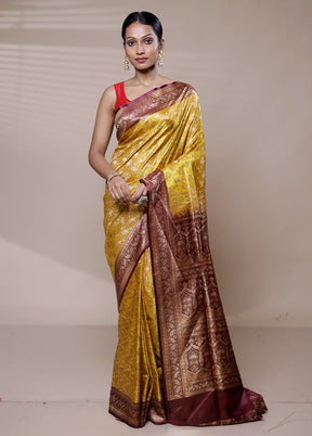 Yellow Jamewar Silk Saree With Blouse Piece