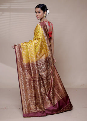 Yellow Jamewar Silk Saree With Blouse Piece