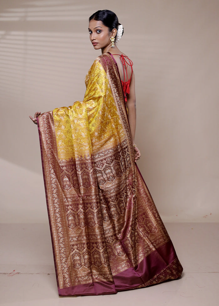 Yellow Jamewar Silk Saree With Blouse Piece