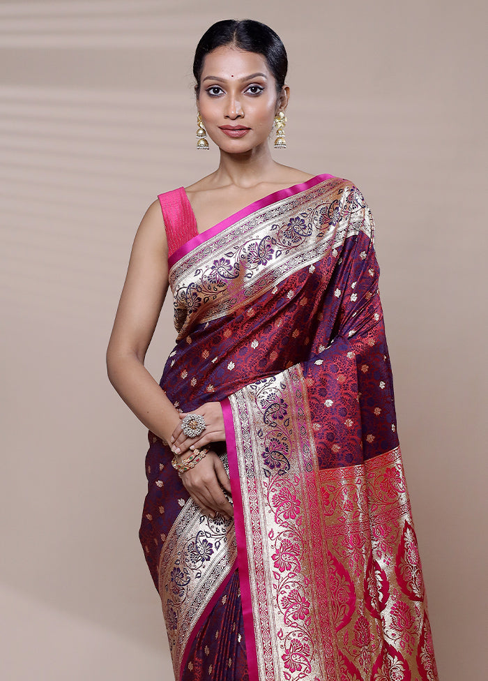 Purple Tanchoi Silk Saree With Blouse Piece