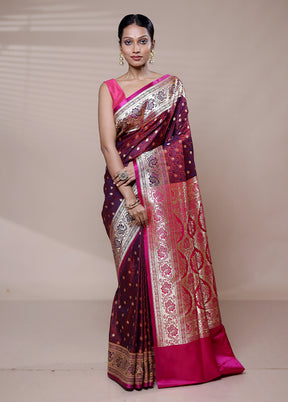 Purple Tanchoi Silk Saree With Blouse Piece