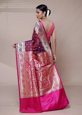 Purple Tanchoi Silk Saree With Blouse Piece