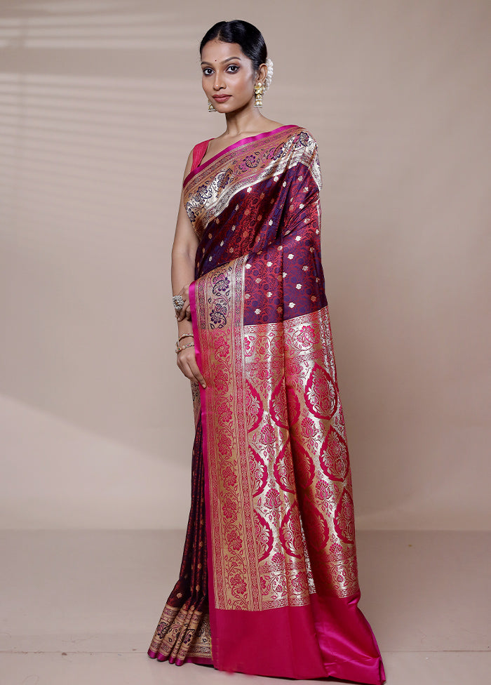 Purple Tanchoi Silk Saree With Blouse Piece