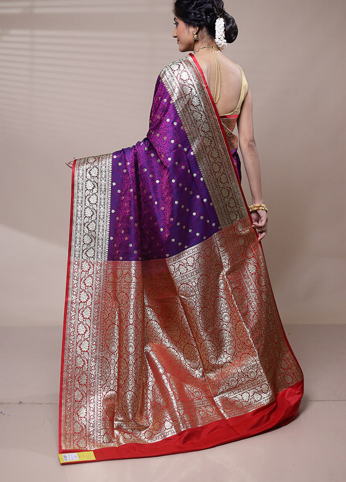 Purple Tanchoi Silk Saree With Blouse Piece