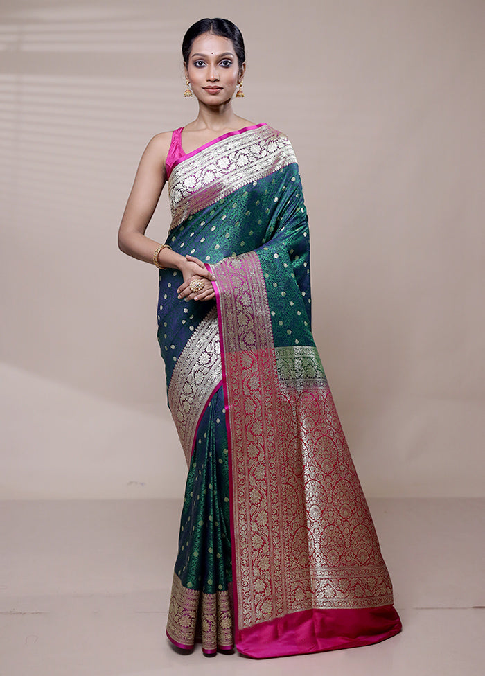 Green Tanchoi Silk Saree With Blouse Piece