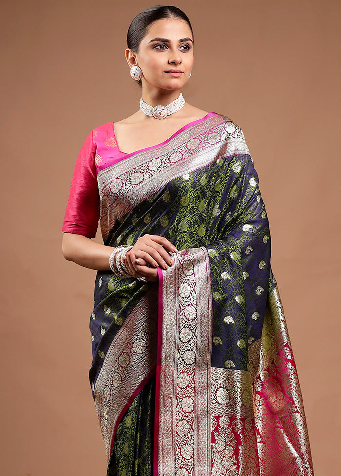 Green Tanchoi Silk Saree With Blouse Piece