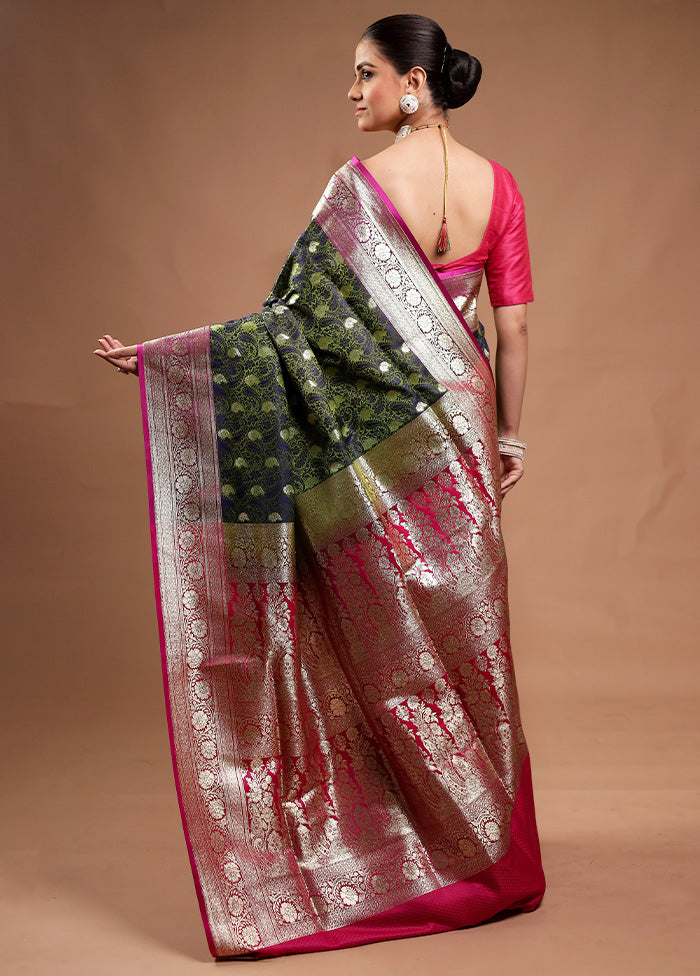 Green Tanchoi Silk Saree With Blouse Piece