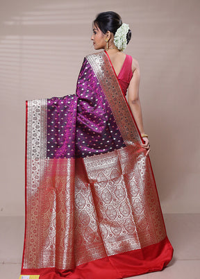 Purple Tanchoi Silk Saree With Blouse Piece