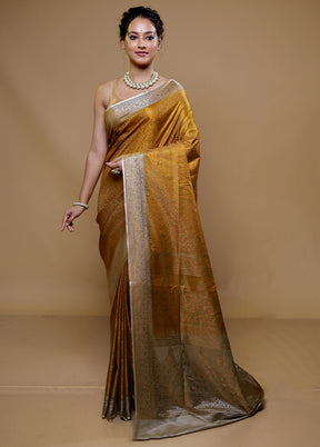 Yellow Jamewar Silk Saree With Blouse Piece