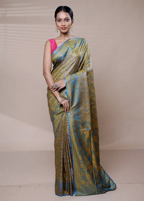 Green Jamewar Silk Saree With Blouse Piece