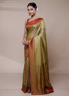 Green Jamewar Silk Saree With Blouse Piece