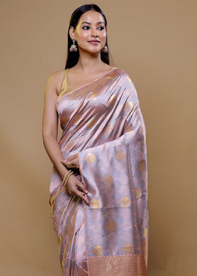 Lavender Tussar Silk Saree With Blouse Piece