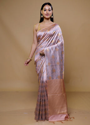 Lavender Tussar Silk Saree With Blouse Piece