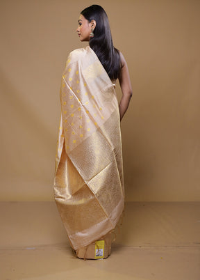 Cream Tussar Silk Saree With Blouse Piece