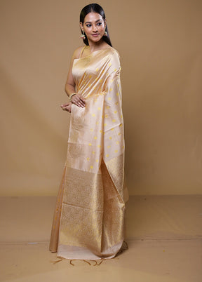 Cream Tussar Silk Saree With Blouse Piece