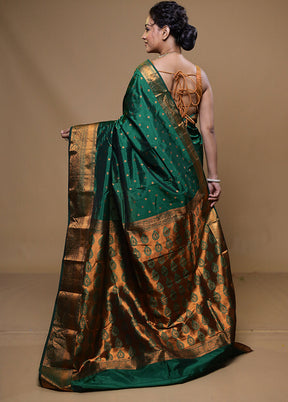 Green Kanjivaram Silk Saree With Blouse Piece