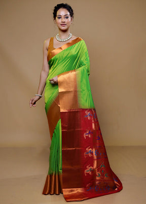 Green Kanjivaram Silk Saree With Blouse Piece